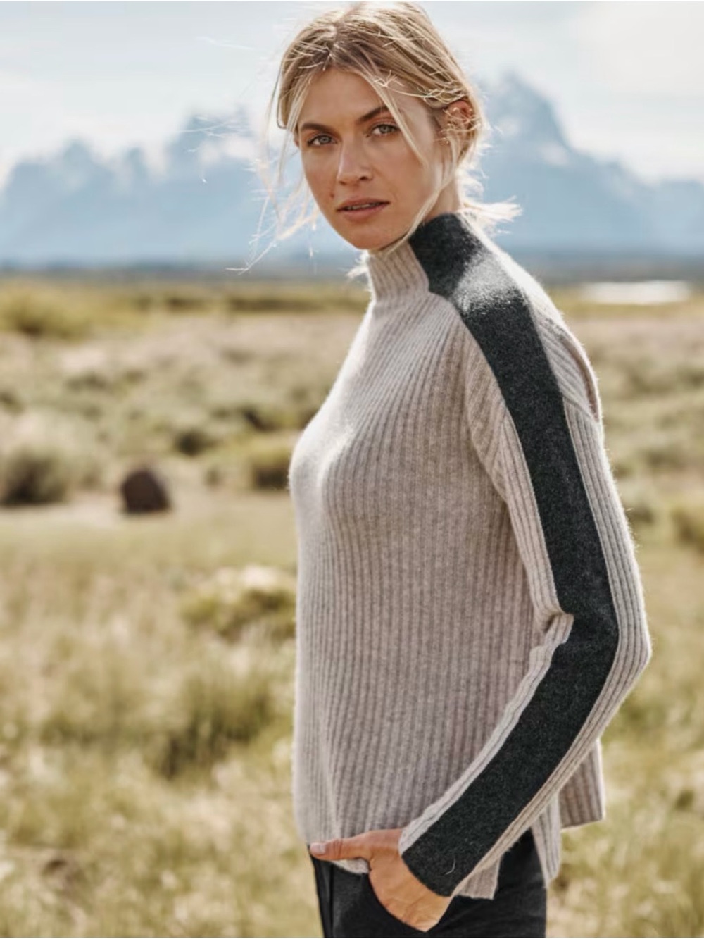 Garnet Hill Cashmere Retro Sweater Mock Neck Sweater - Picture 2 of 8